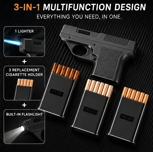 Premium 3-in-1 Torch Lighter with Cigarette Holder & LED Flashlight | Powerful Windproof Flame | BUY 1 GET 1 FREE