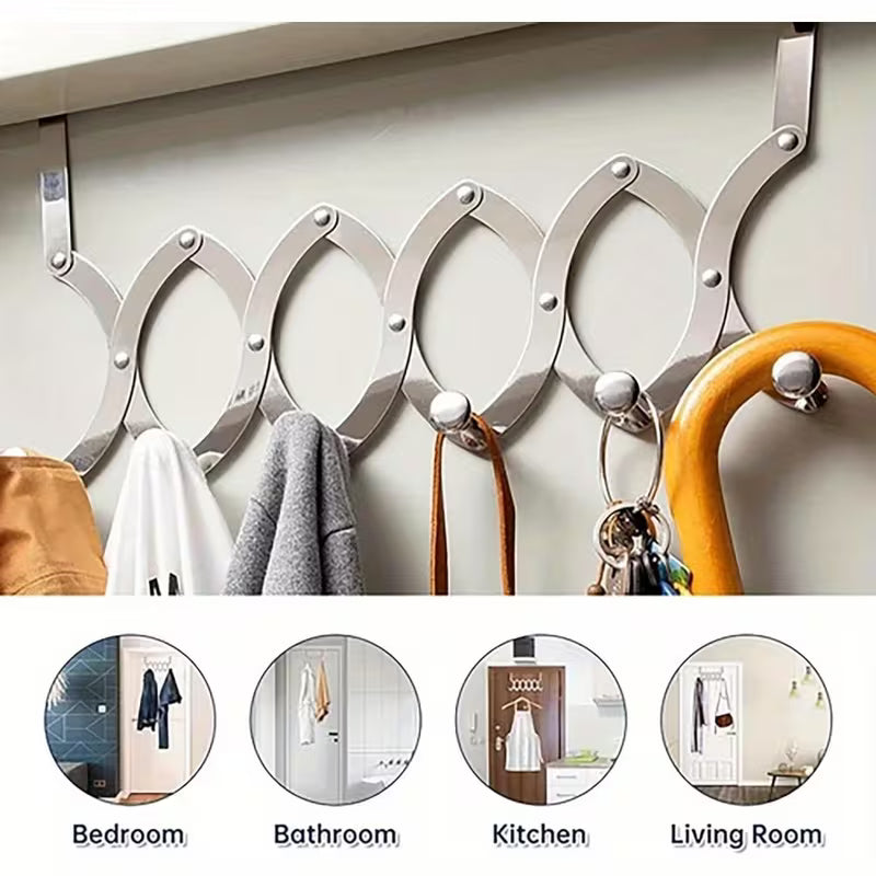 Multi-Purpose 6-Hook Door Hanger | Heavy-Duty Adjustable Storage Rack | Pack of 2